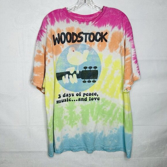 Liquid Blue Tie-Dye 2016 Woodstock T-Shirt Music Festival Size 2XL Multicolor - Picture 1 of 8
